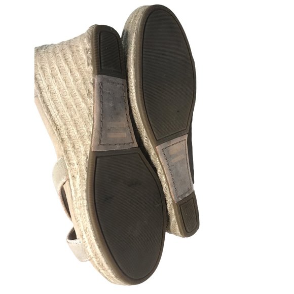 TOMS Shimmer Gold TAN ESPADRILLE HEEL Wedges - Picture 4 of 6